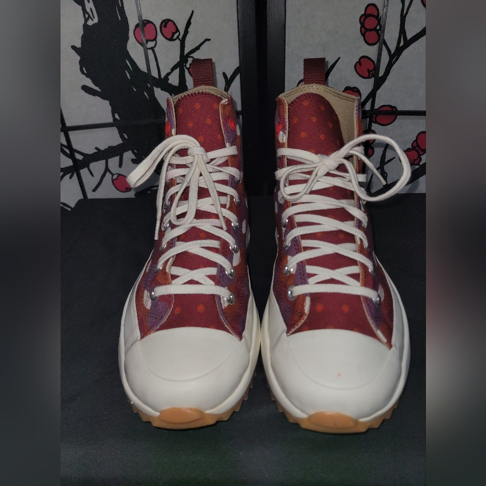 Converse Run Star Hike Platform Sneakers - Maroon and Cream - Picture 3 of 6